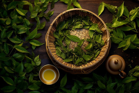 郁郁葱葱的绿茶叶图片