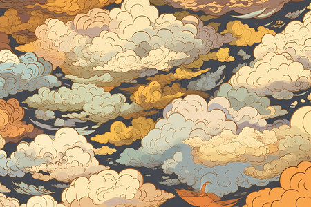 神奇梦幻的无缝云插图图片