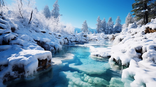 大雪后的高山景观图片