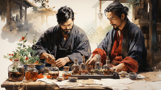 古代中医医师插图图片