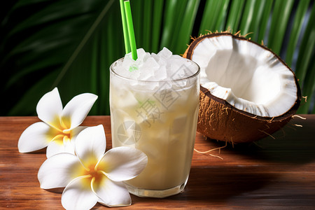 健康的椰子和饮品背景图片
