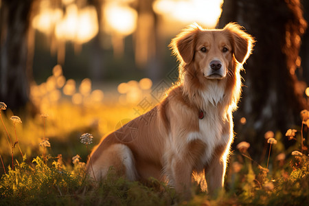 户外的金毛犬图片