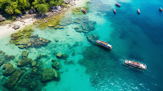 夏季度假海岛的美丽景观背景图片