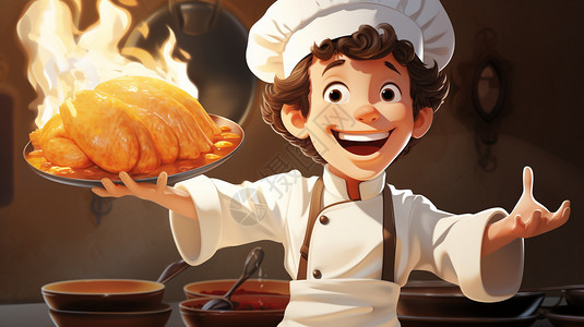 3D卡通厨师男孩图片