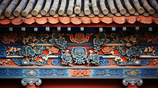 仿古中国古建筑的独特雕花技术背景图片