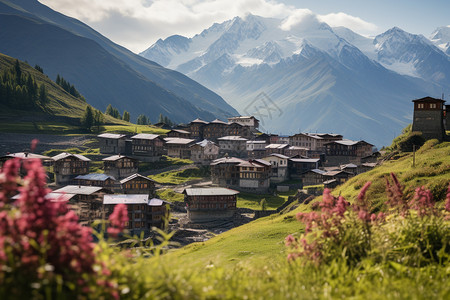 大山上的小镇图片