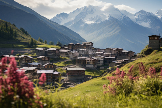 大山上的小镇图片