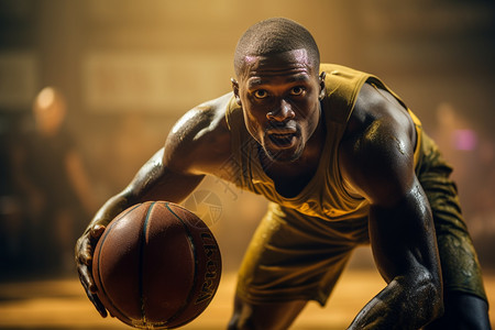 打篮球的黑人男士运动人像-运动健身图片