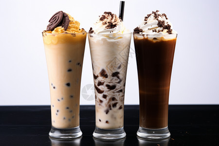 不同口味的咖啡奶茶图片