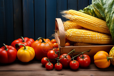 新鲜的玉米西红柿图片