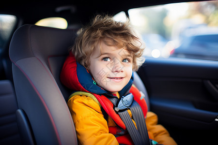 汽车里安全座椅上的孩子图片