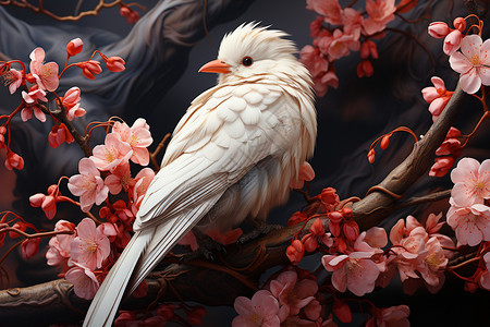 美丽的粉色小鸟背景图片