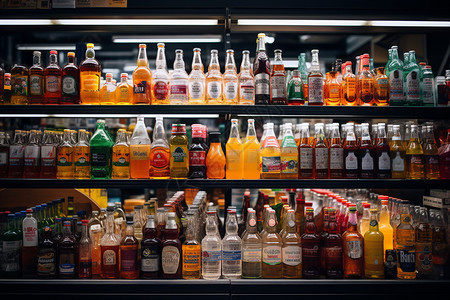 超市饮料货架图片
