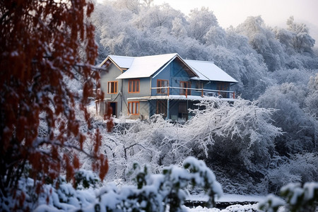 山中的雪景图片