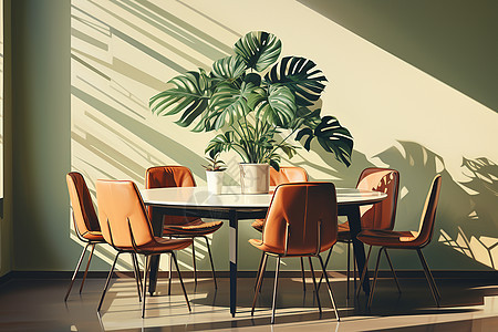 会议桌上的绿植装饰图片