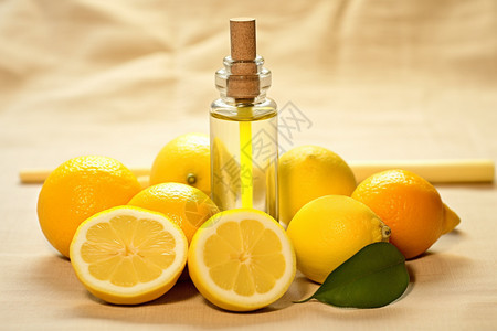一杯香橙柠檬油摆放在上图片