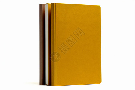 黄色大叶草边框黄色书籍在白色背景上有一个白色边框背景