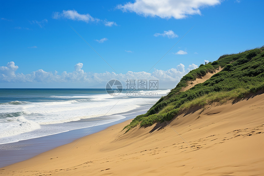 夏季海岸线的美丽景观图片