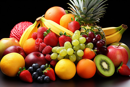 多种水果美食背景