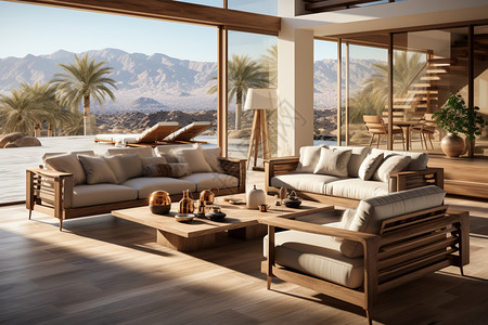 木架沙发别墅客厅图片