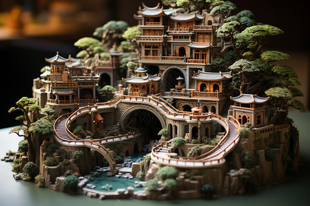 陶艺古城模型图片