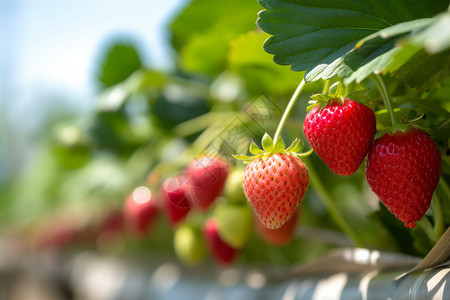 乡村田野中的草莓种植园图片