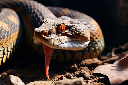 毒蛇盘旋猎食高清图片