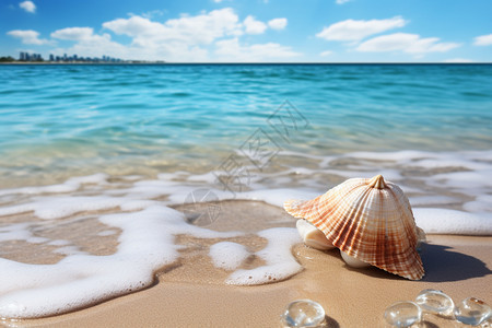 夏日海滩的美景背景图片