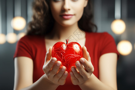女人捧着心脏模型图片