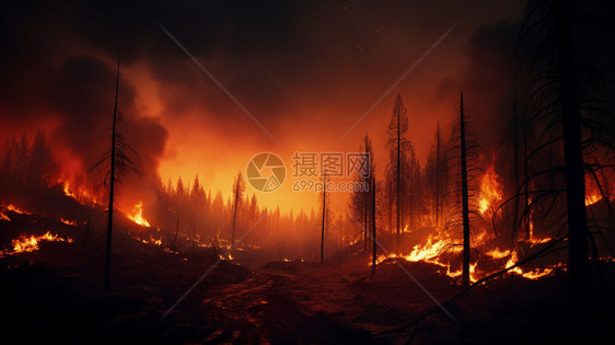 森林中发生的火灾图片