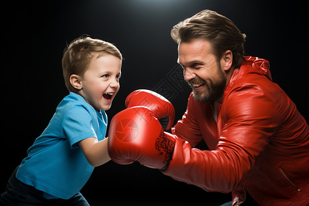 父子之间的拳击训练图片