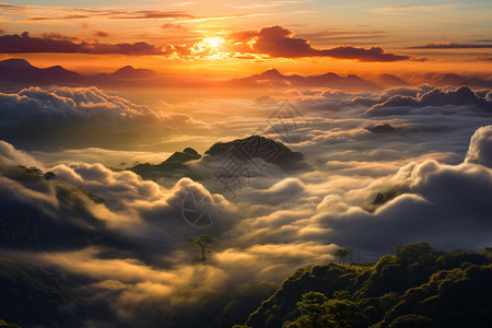 晨曦中的奇幻山峰图片