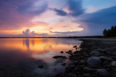 夏季度假海滩的美丽景观图片