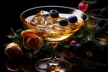 美味的蓝莓玫瑰鸡尾酒图片