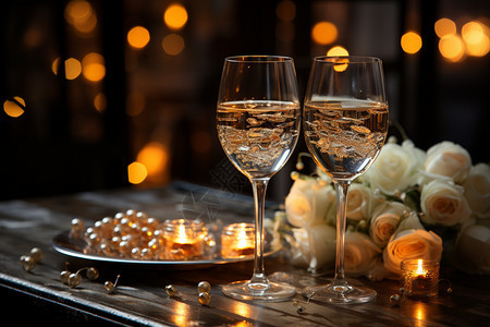 浪漫的香槟酒杯图片
