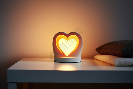床头柜上的爱心台灯图片