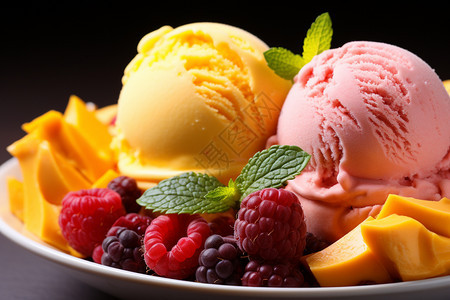 冰凉爽口水果味冰淇淋图片