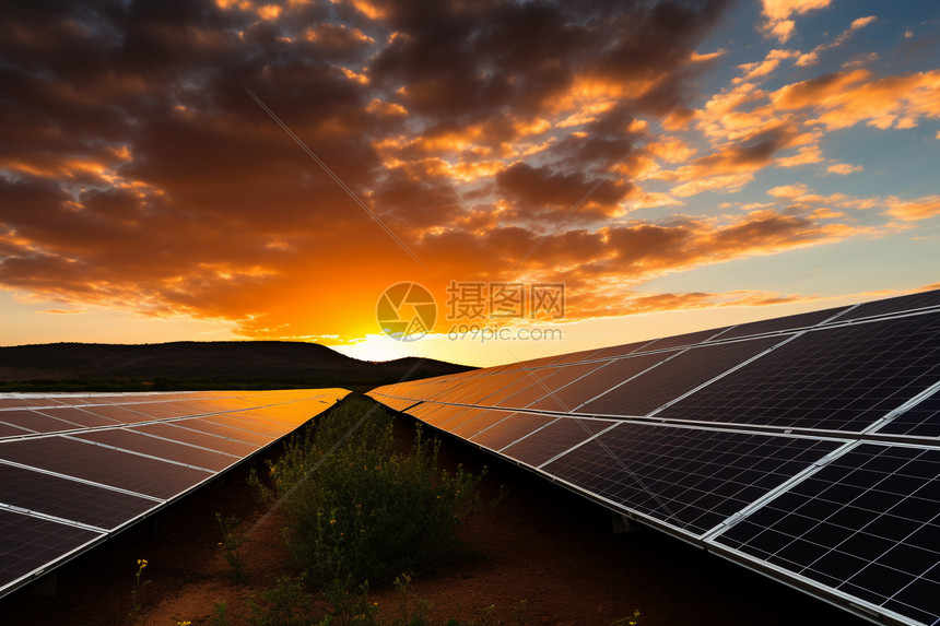 夕阳下的新能源高清图片下载-正版图片600472490-摄图网