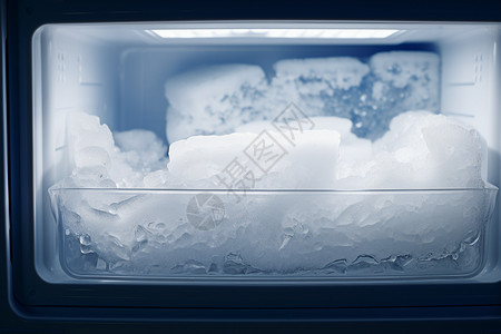 冰箱中冻结的冰块图片