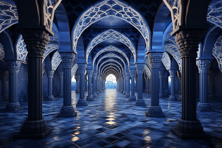 欧式古典蓝色系大厅图片