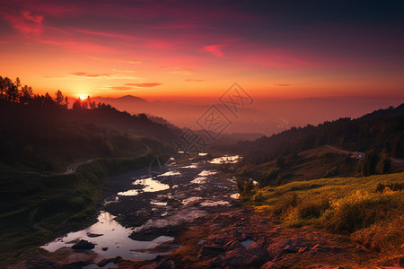 美丽的夏季山间景观图片