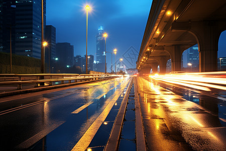雨后城市高架桥道路图片
