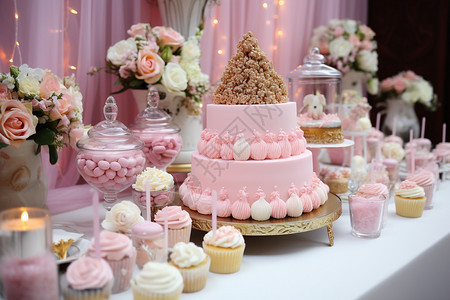 甜蜜婚礼的甜品台图片