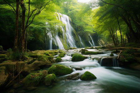 美丽的瀑布小溪图片