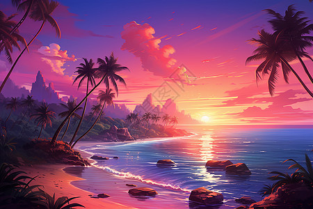 海边的日落美景图片
