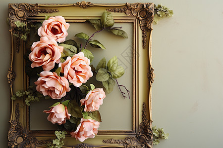 复古装饰的相框玫瑰图片