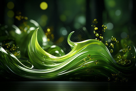 创意艺术美感绿色波浪背景图片