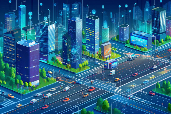 未来智慧城市中的交通系统图片