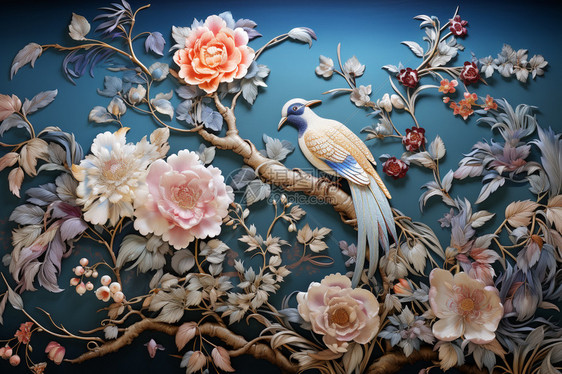 刺绣花鸟图案图片