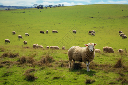 羊在草地上吃草图片